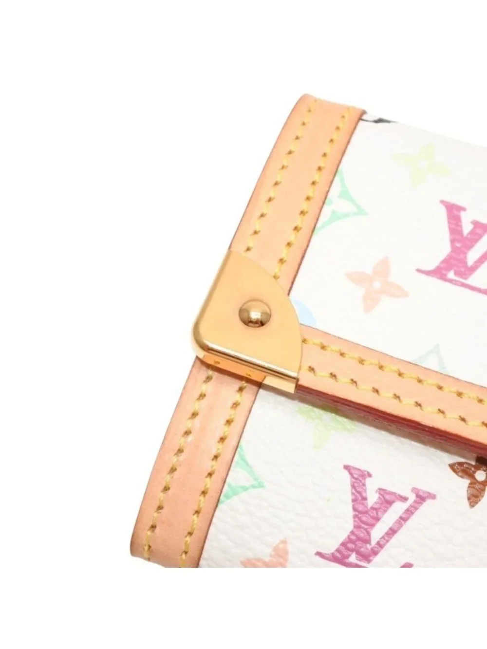 Louis Vuitton Porte Monnaie Plastic Coin Purse Monogram Multicolor White